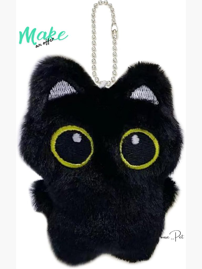 Plush Cat Bag Charm Keychain With Squeaking Sound